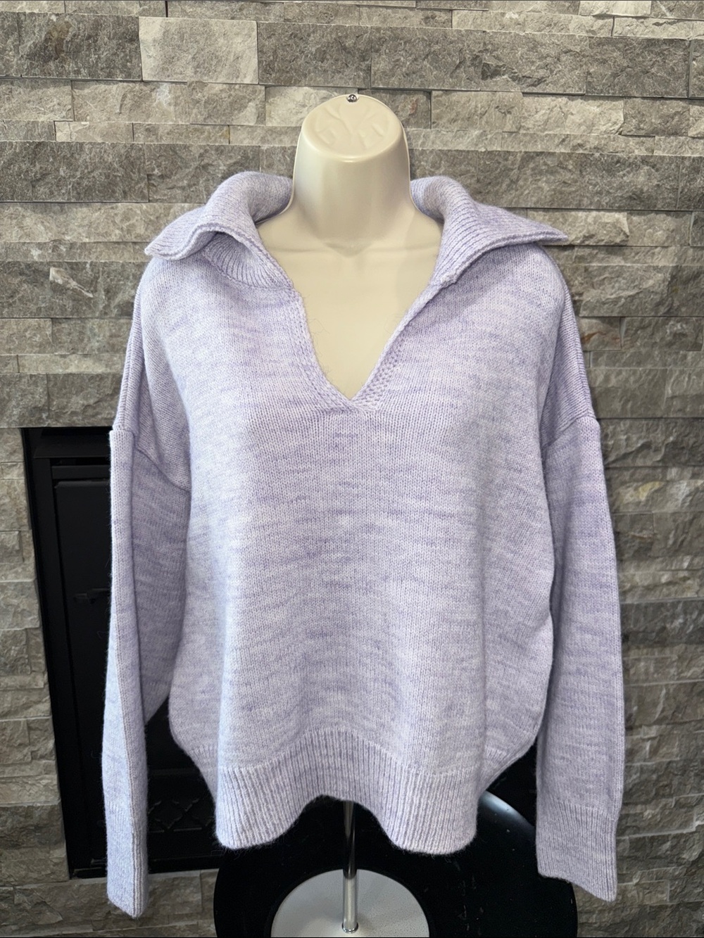 Topshop Lilac V-Neck Polo Sweater